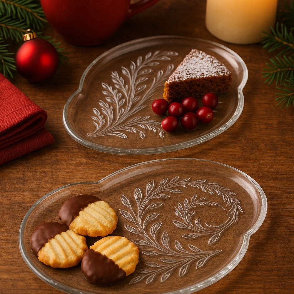 Vintage Federal Glass “Homestead” Snack Plates – Set of 2